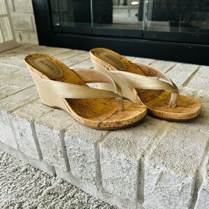 Style & Co Gold Wedge Sandals with Cork Sole